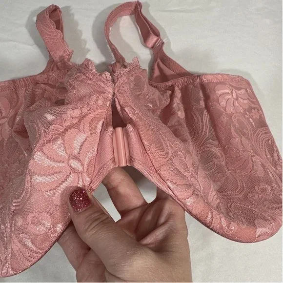 NEW $57 Glamorise [‎ 44F US ] WonderWire Front-Closure Bra in Apricot Pink